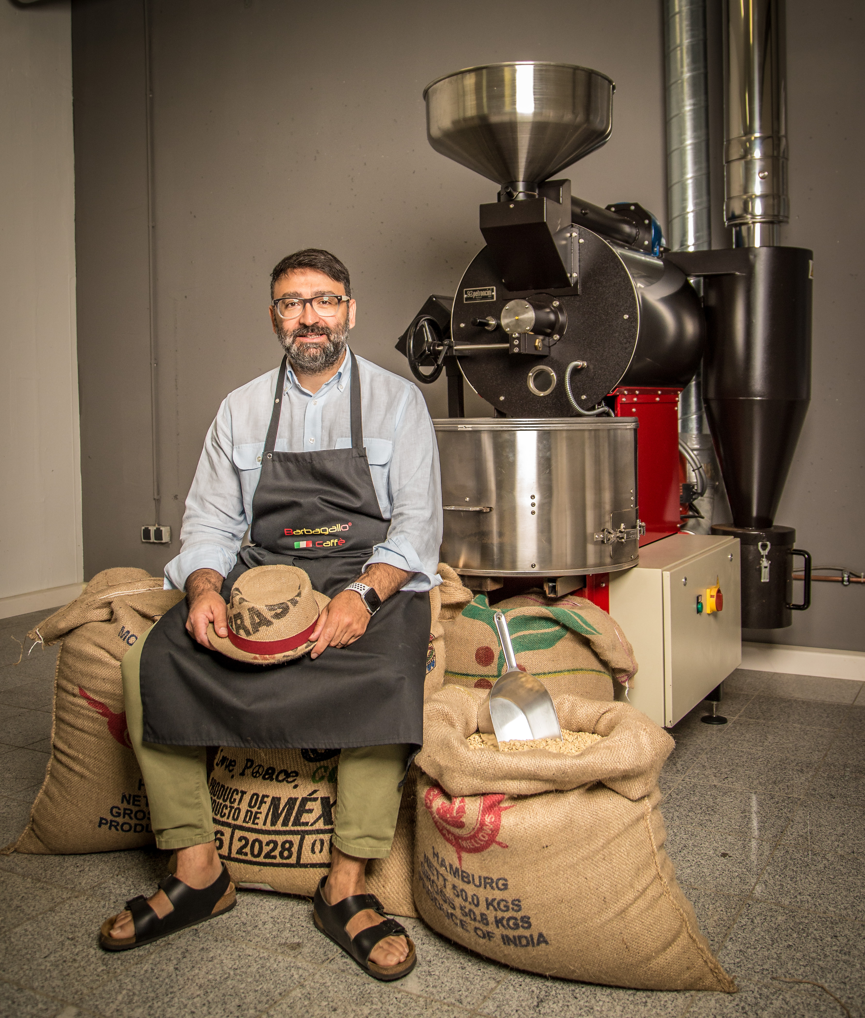 Kaffeebohnen im Trommelröster